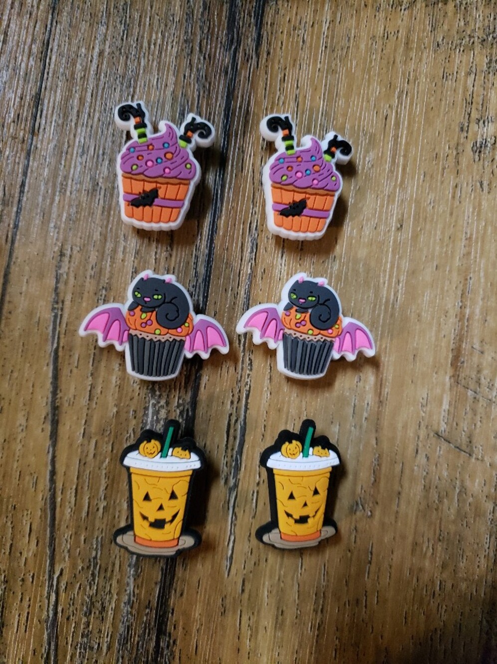 Scary Halloween Cupcake & Pumpkin Drink Kids Shoe Charms